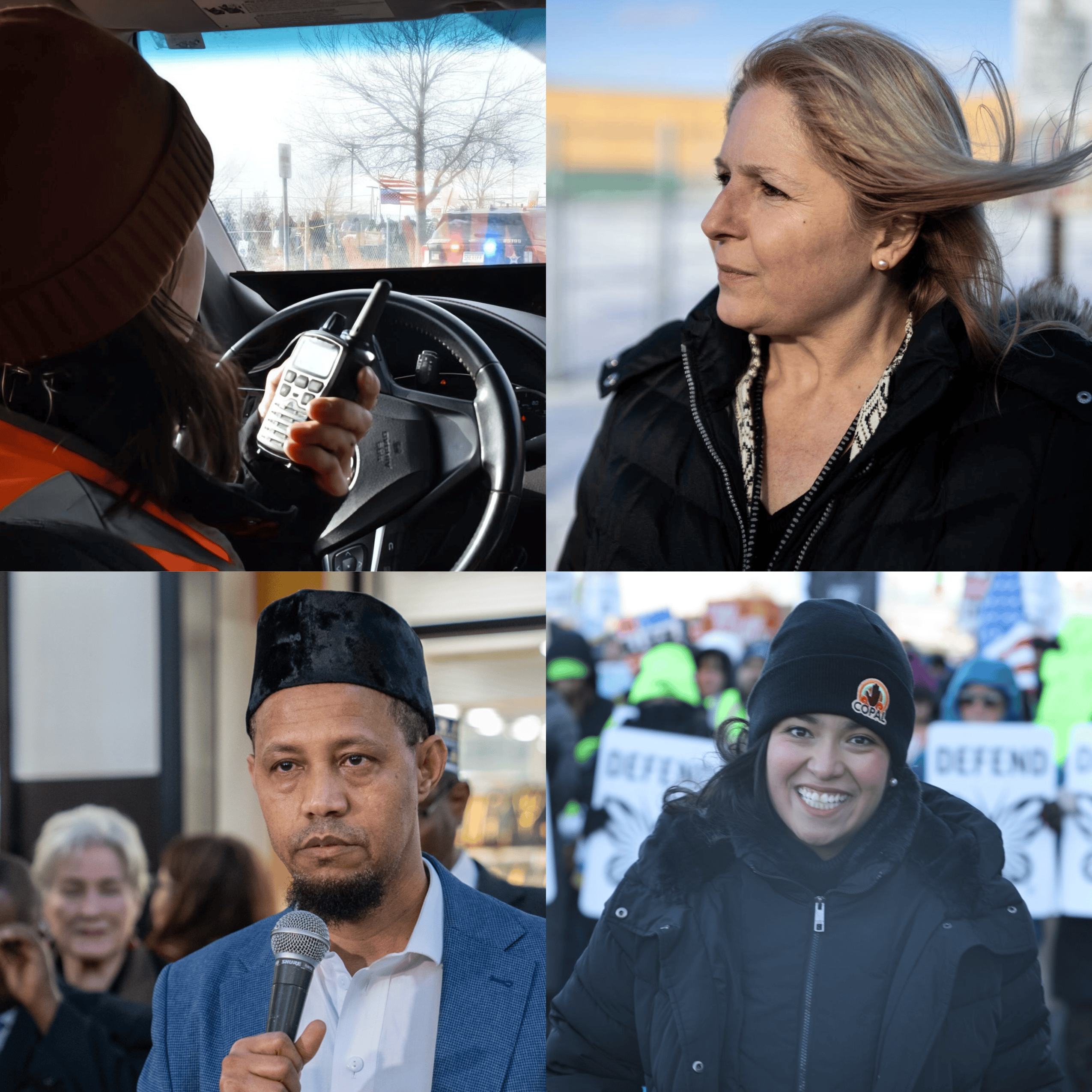 A collage of four people