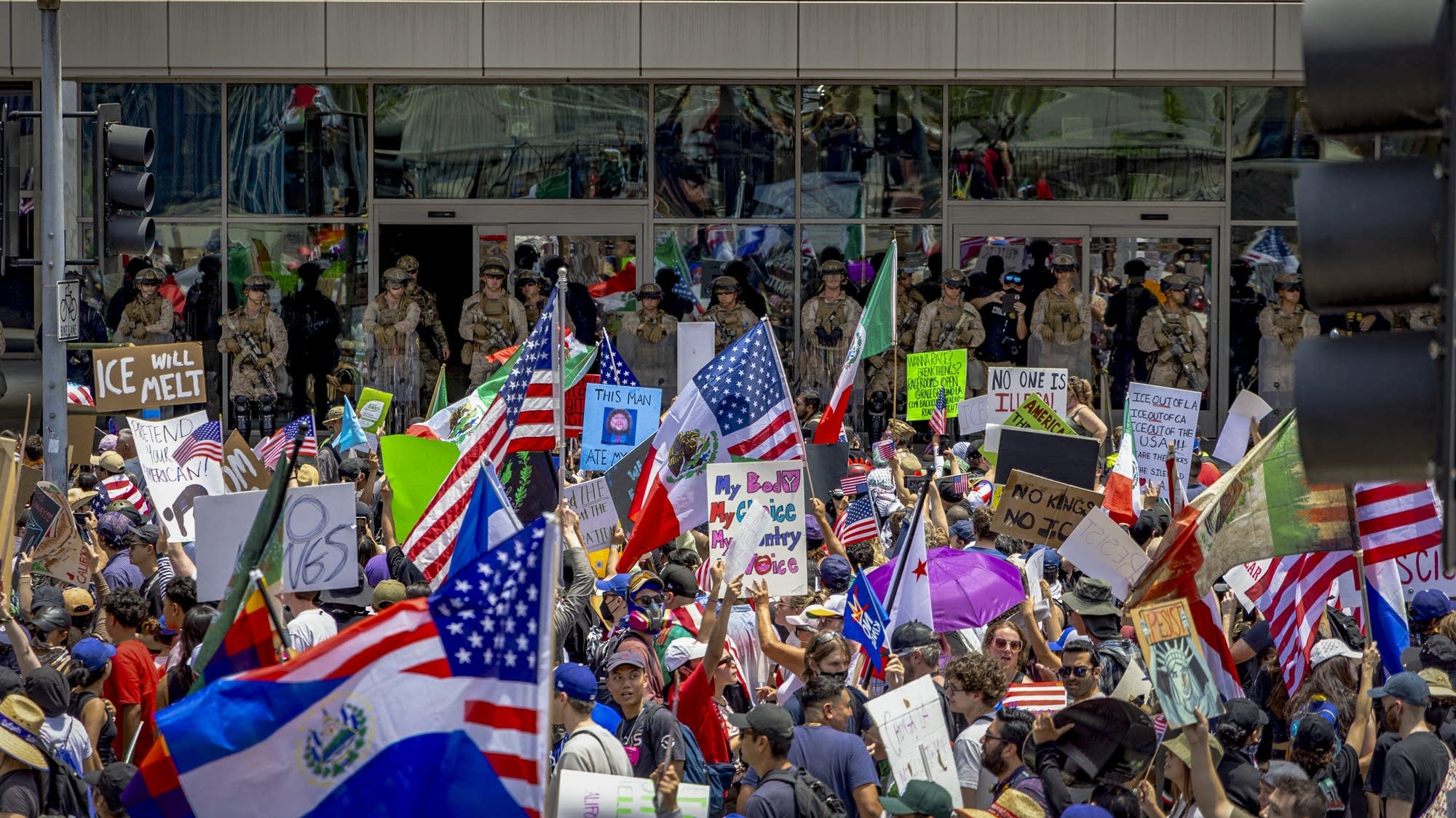 Online coverage of anti-ICE protest split by political lenses