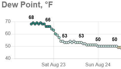 Dew points through the weekend