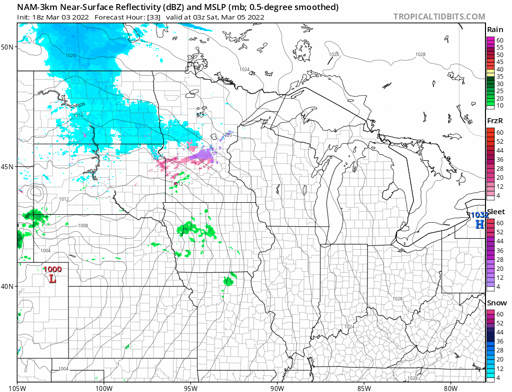 NOAA NAM 3 km model Saturday