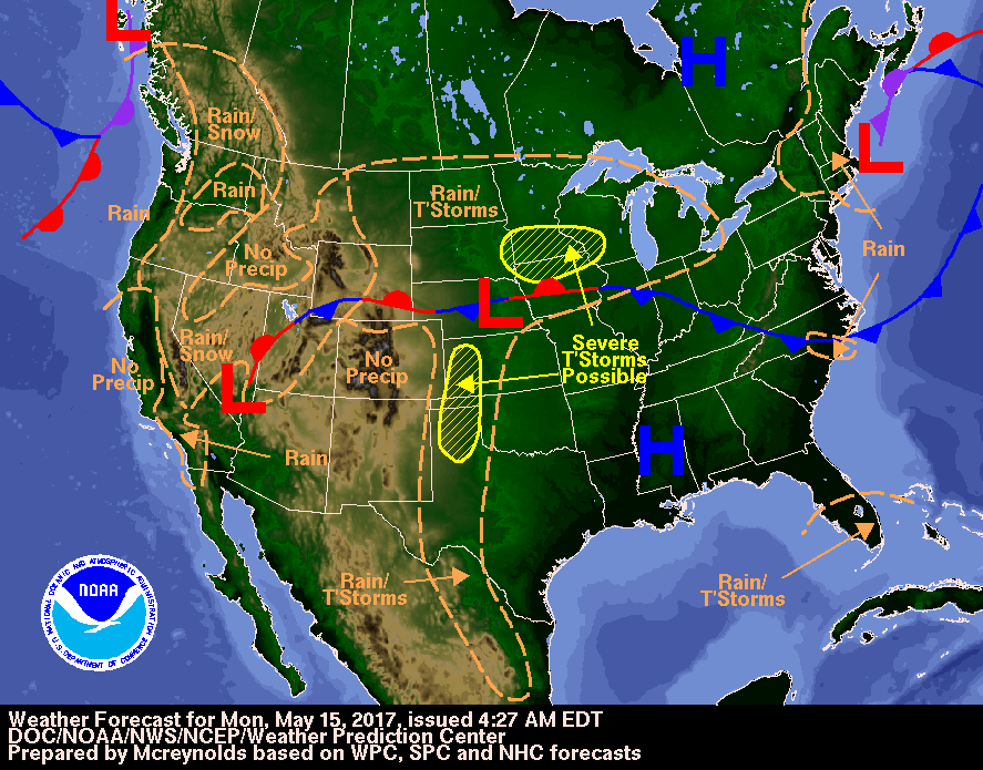 May 15 - Mon sfc fcst map