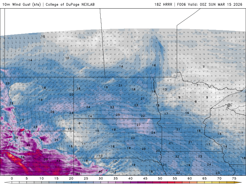 Wind speed and direction for Saturday 7 p.m. to Sunday 5 p.m.