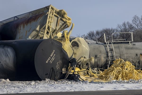 view of a destroyed tanker car