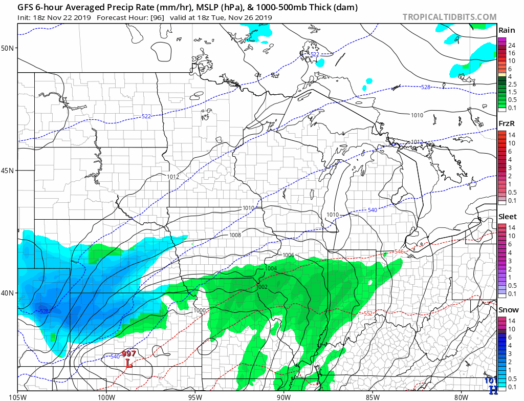 NOAA GFS model Tuesday and Wednesday