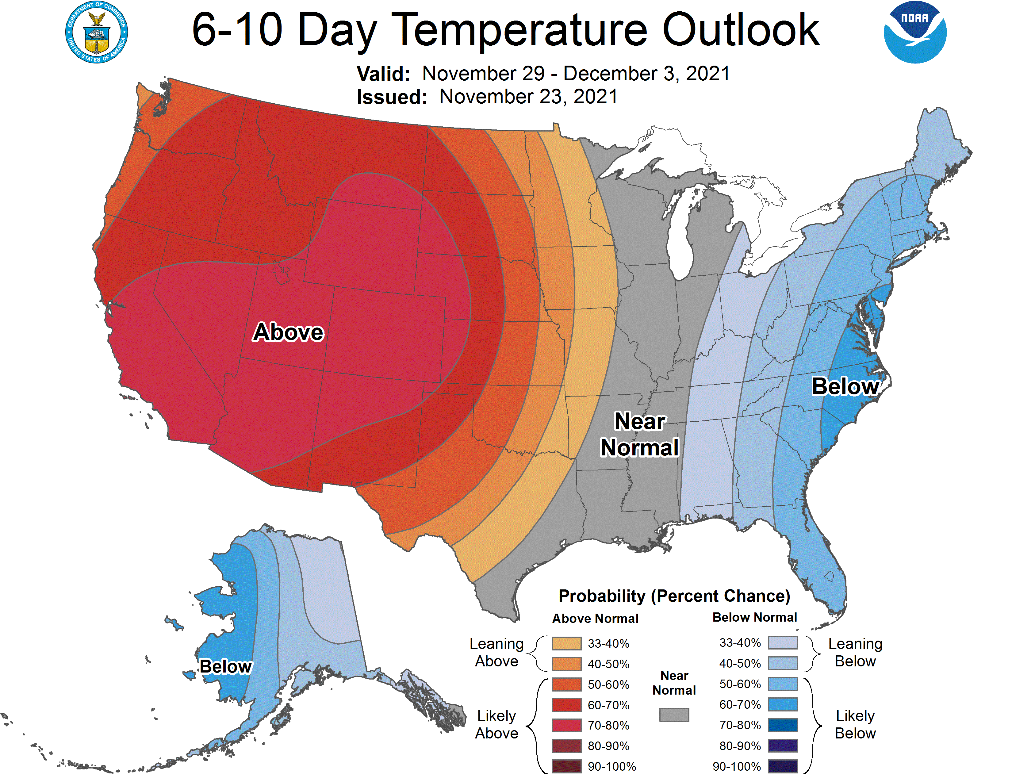 NOAA 6 to 10-day temperature outlook