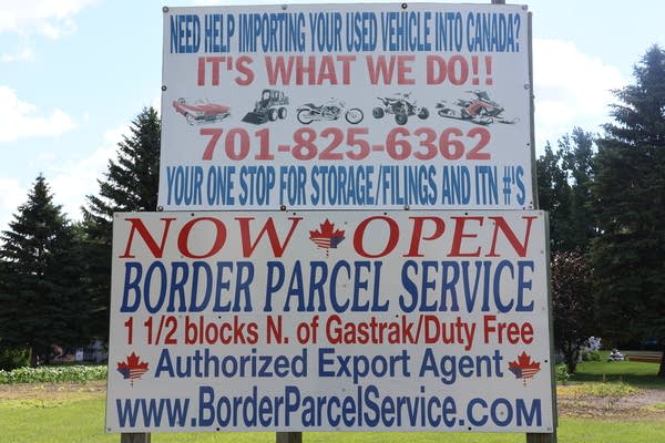 A sign advertising import and export services