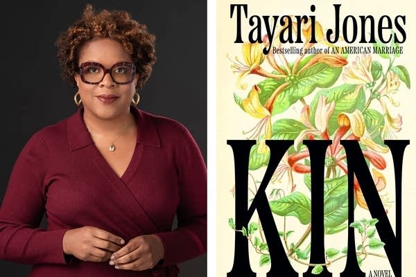 A side by side of an author and the book cover.