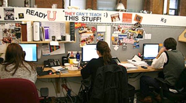 Inside Mr. Youth's cubicle-less office.