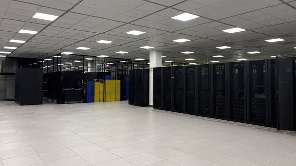 A room of servers inside a CoreSite "colocation" data center in downtown Los Angeles.