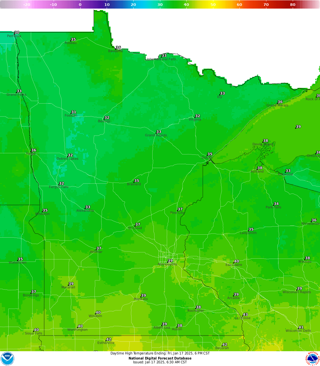 Highs for Friday