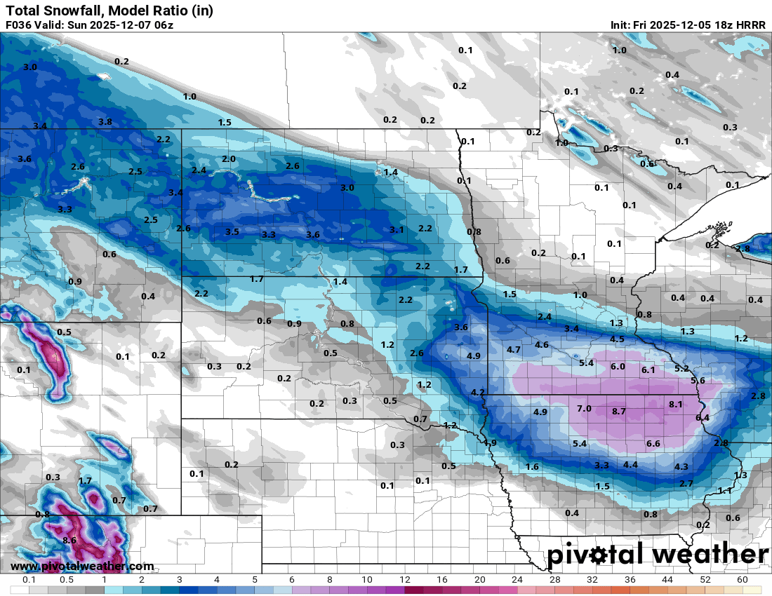 Snowfall potential through Saturday midnight
