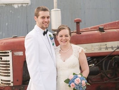 Two people at a wedding