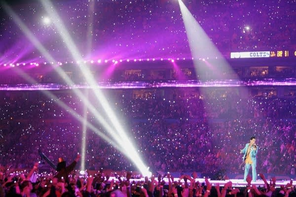 Prince performs during halftime.