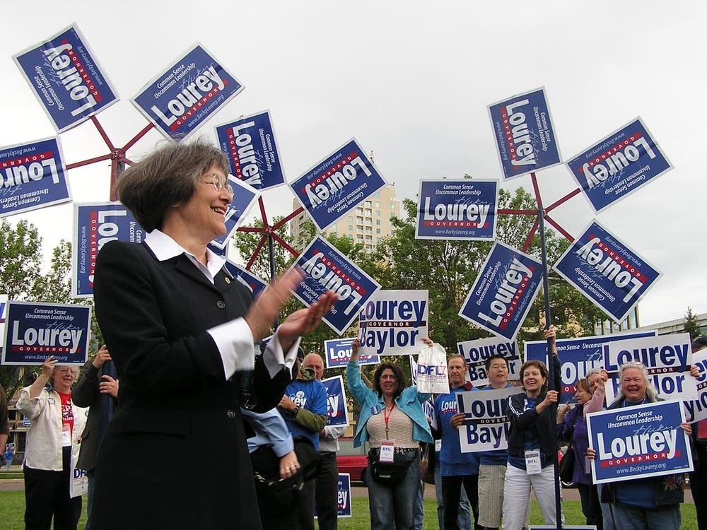 Lourey greets supporters