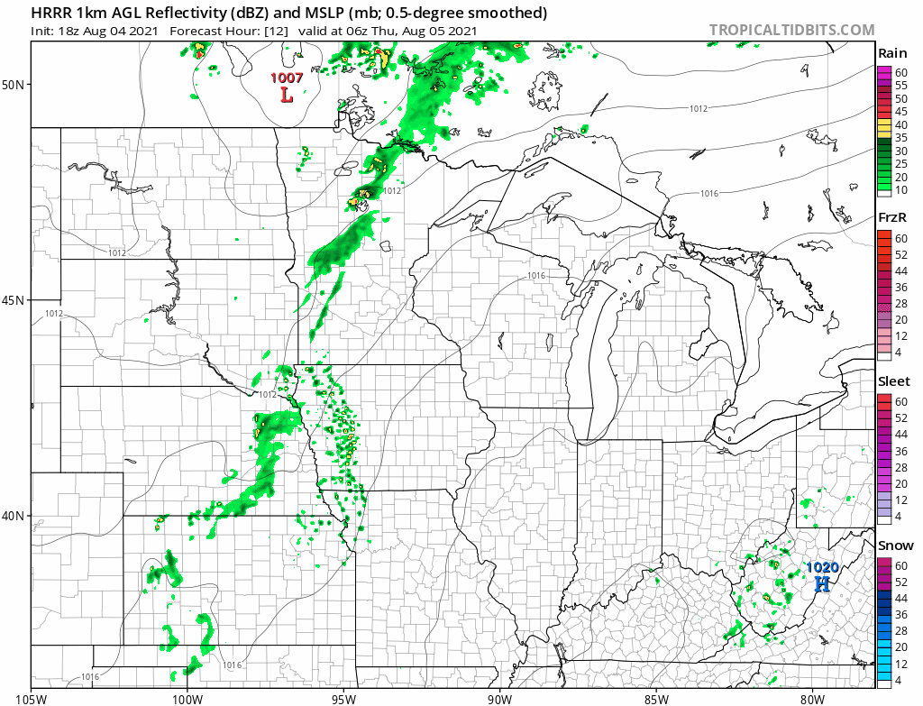 NOAA HRRR model from 7 am Thursday to 1 am Friday