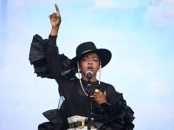 Lauryn Hill performs on the Pyramid Stage on day three of Glastonbury Festival at Worthy Farm, Pilton on June 28, 2019 in Glastonbury, England. Glastonbury is the largest greenfield festival in the world, and is attended by around 175,000 people.