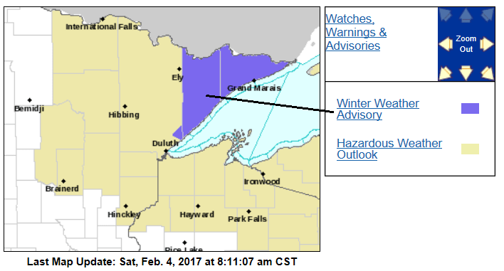 Advisory northeastern MN through Saturday; snow and wind Tuesday