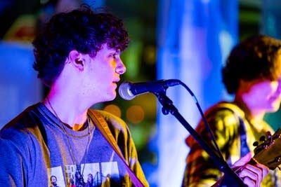 a band performing on stage