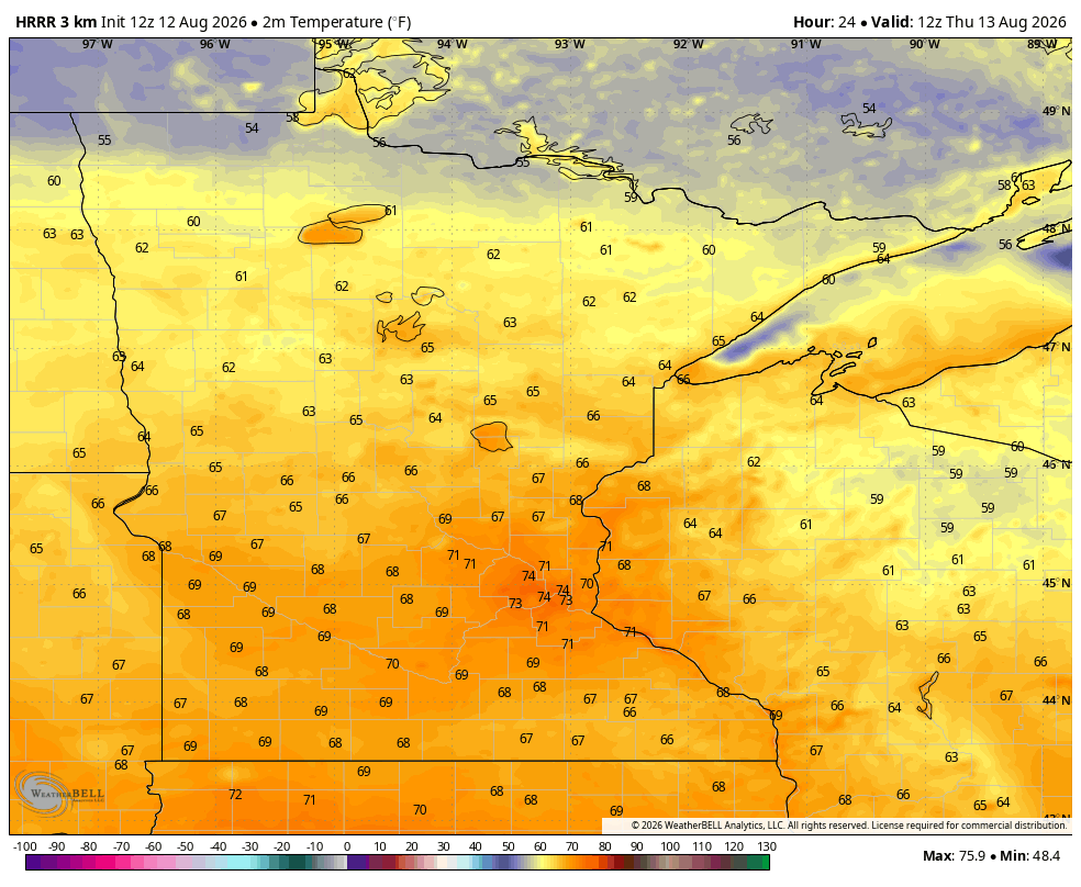 Lows Thursday AM