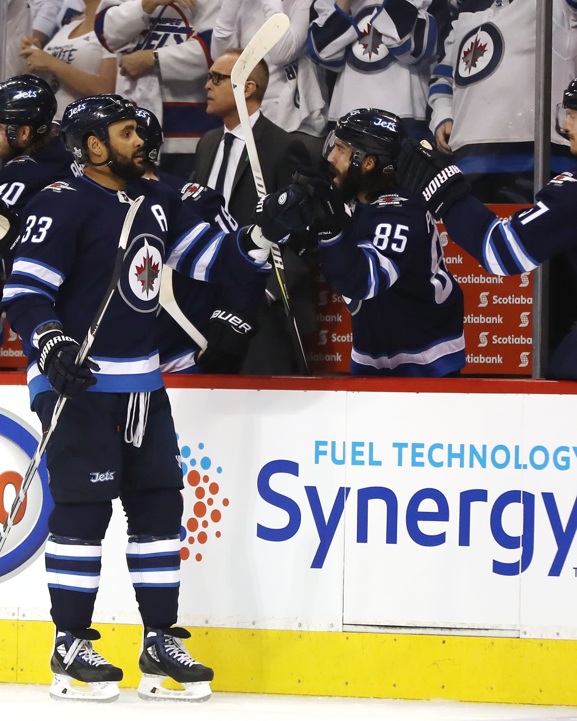 Dustin Byfuglien vs 2 Players from the Vegas Golden Knights on