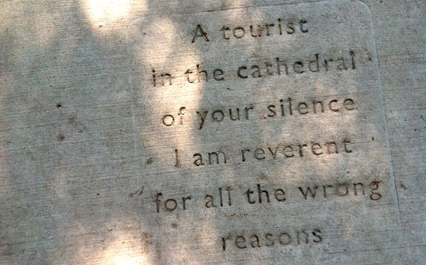 Sidewalk poetry in St. Paul's Cathedral Hill