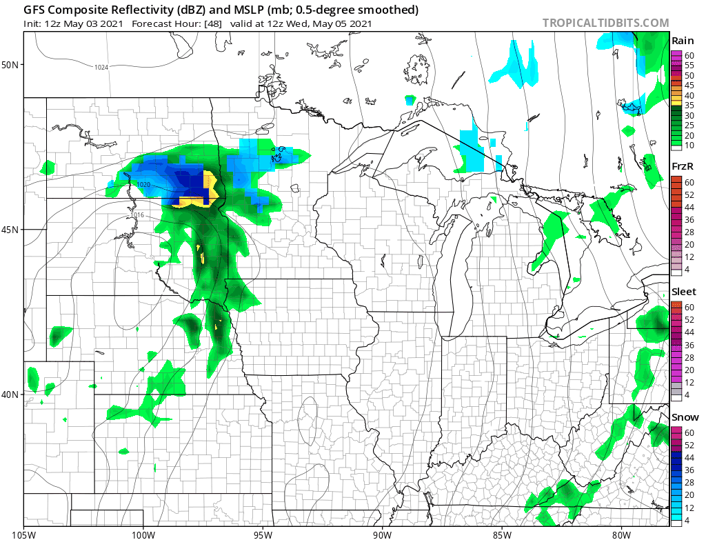NOAA GFS model Wednesday