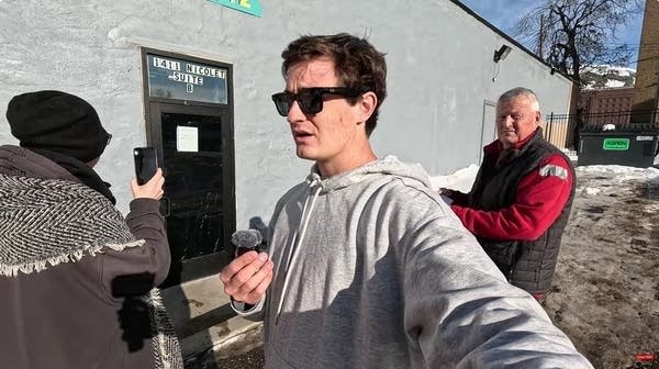 nick shirley outside a Minnesota daycare center