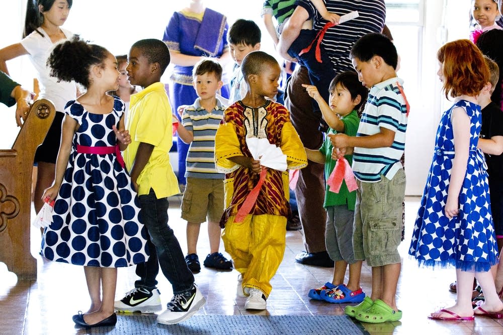 Young Christians in the hallway
