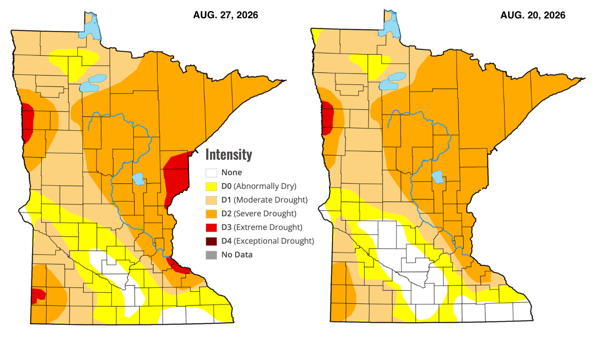 Drought comparison Aug. 20- Aug. 27