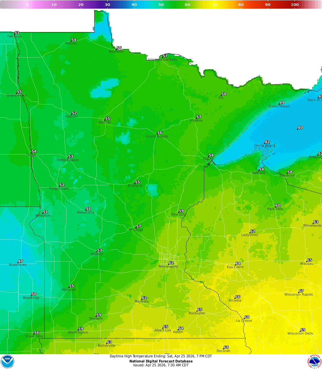 Highs for Saturday