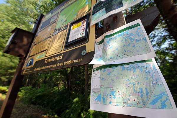 Wildfire Closure Maps on BWCA Sign