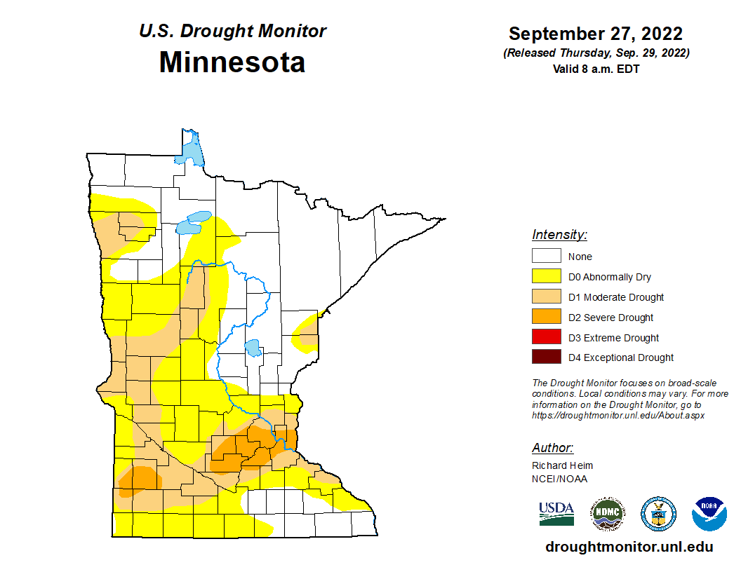 Drought categories for Minnesota