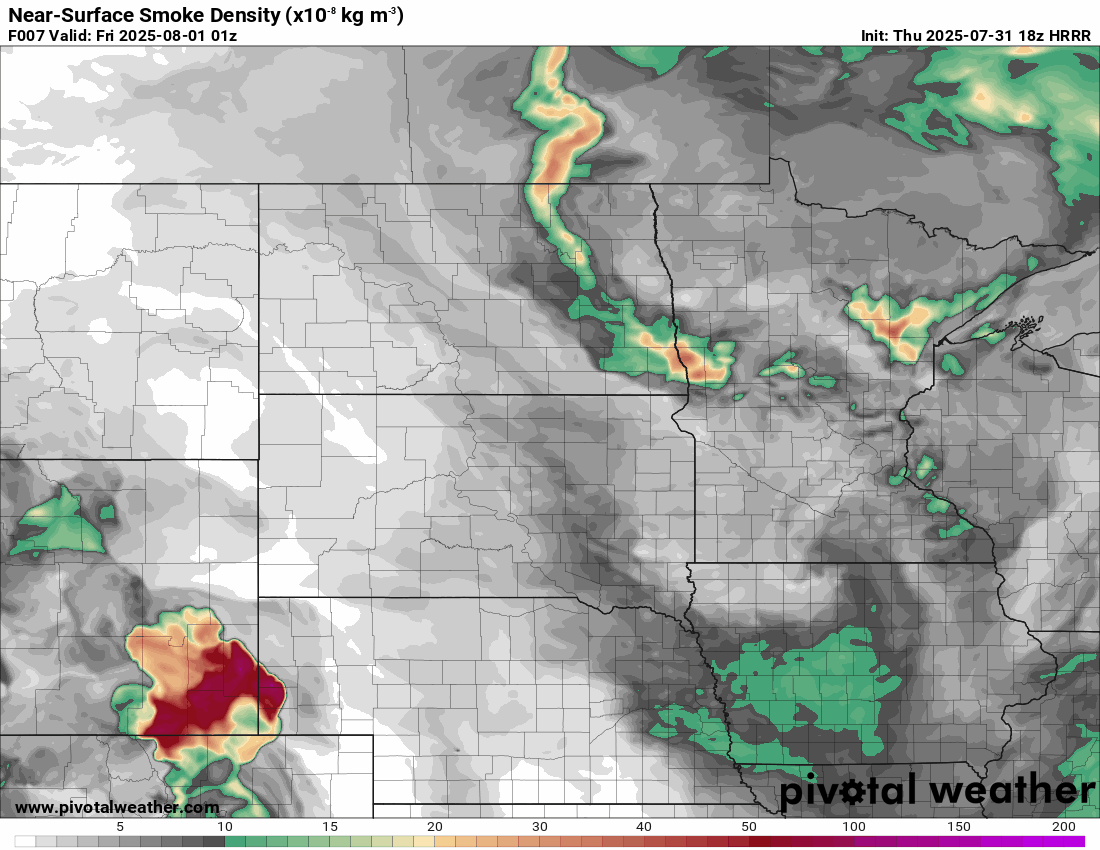 NOAA HRRR near surface smoke density