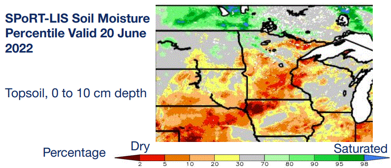 Soil moisture percentage June 20, 2022