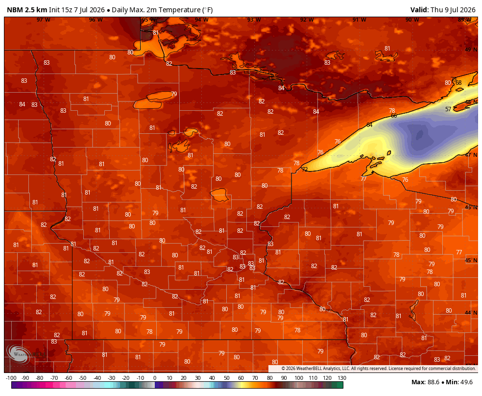 High temps Wednesday