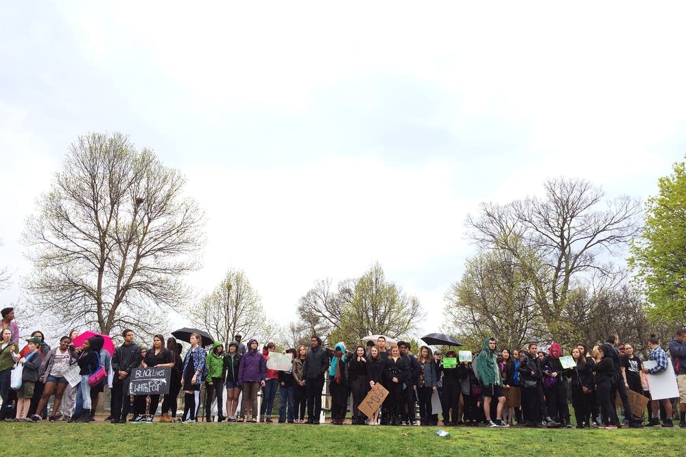 A crowd gathered.