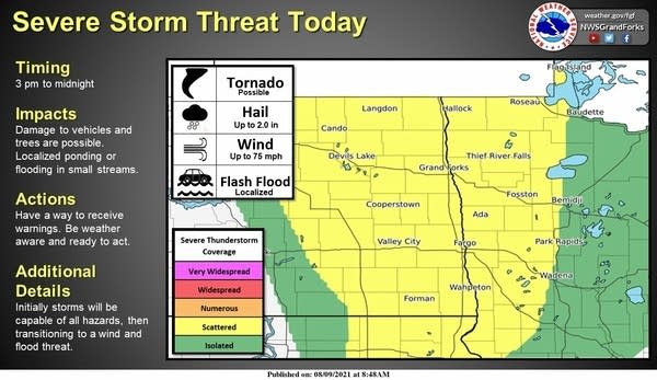 Severe weather risk areas