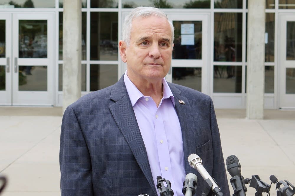 Gov. Mark Dayton outside Columbia Heights H.S.