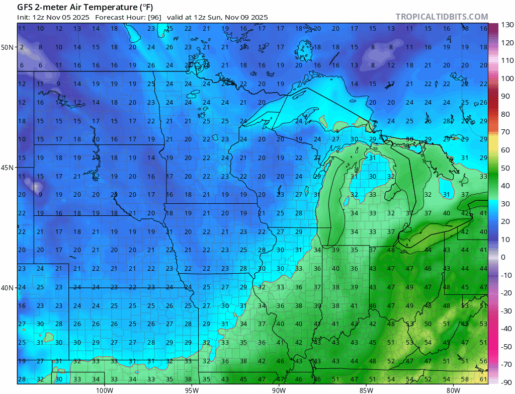 NOAA GFS temperature output