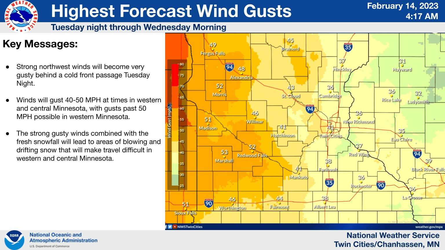 Rare February soaking rain; blizzard Tuesday night in western Minnesota