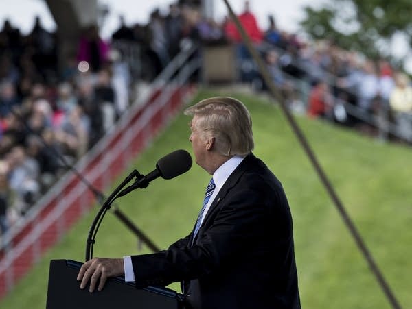 President Trump speaks during Liberty University's commencement ceremony.