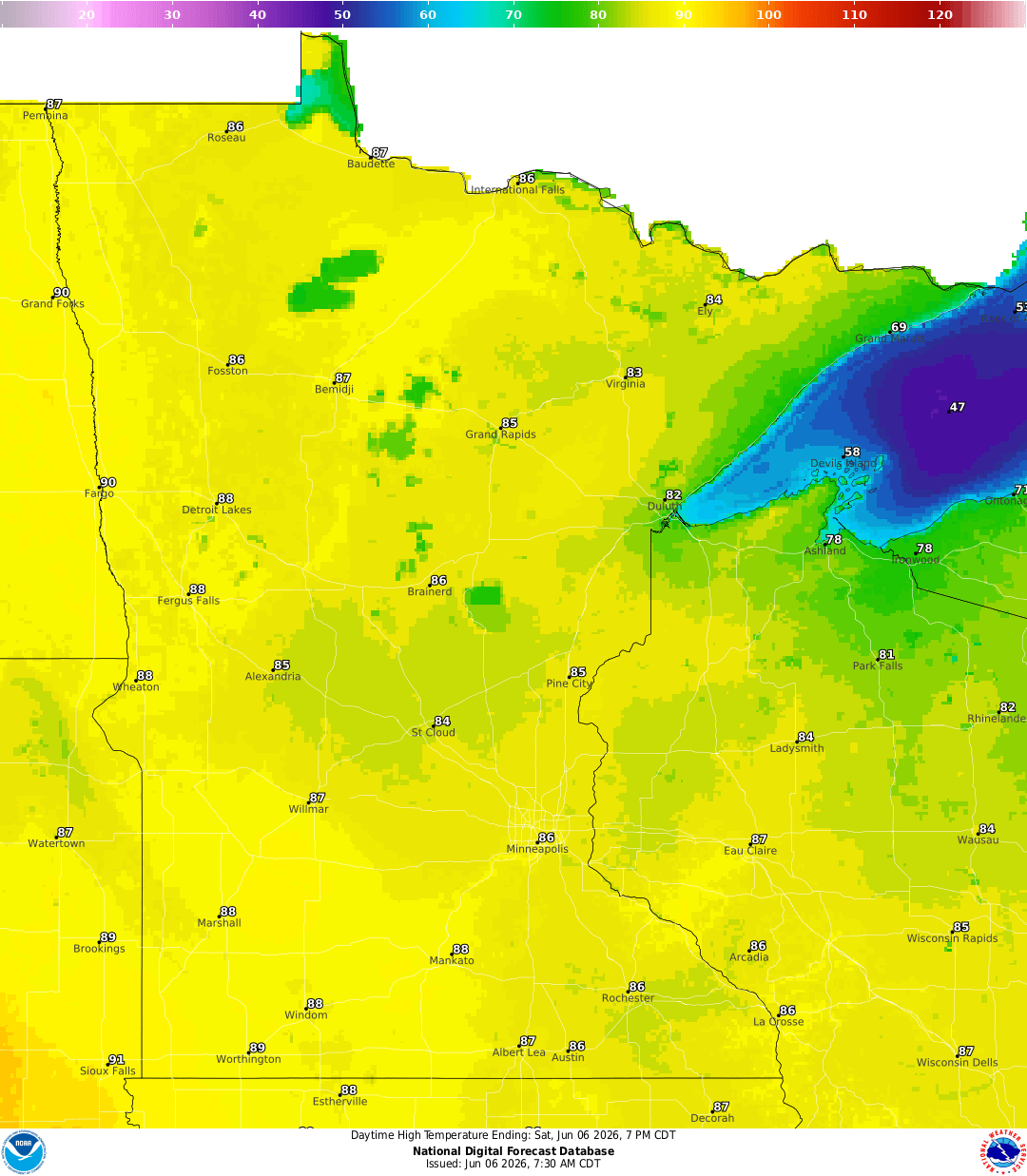 Highs for Saturday