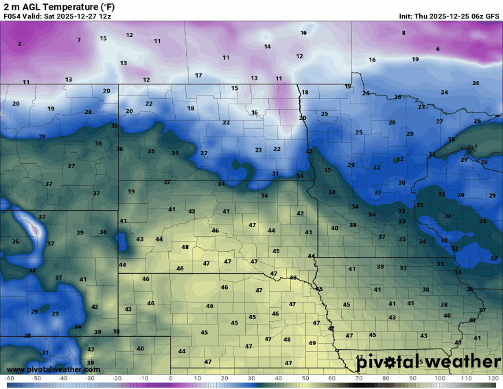 Temperatures Saturday into Sunday night