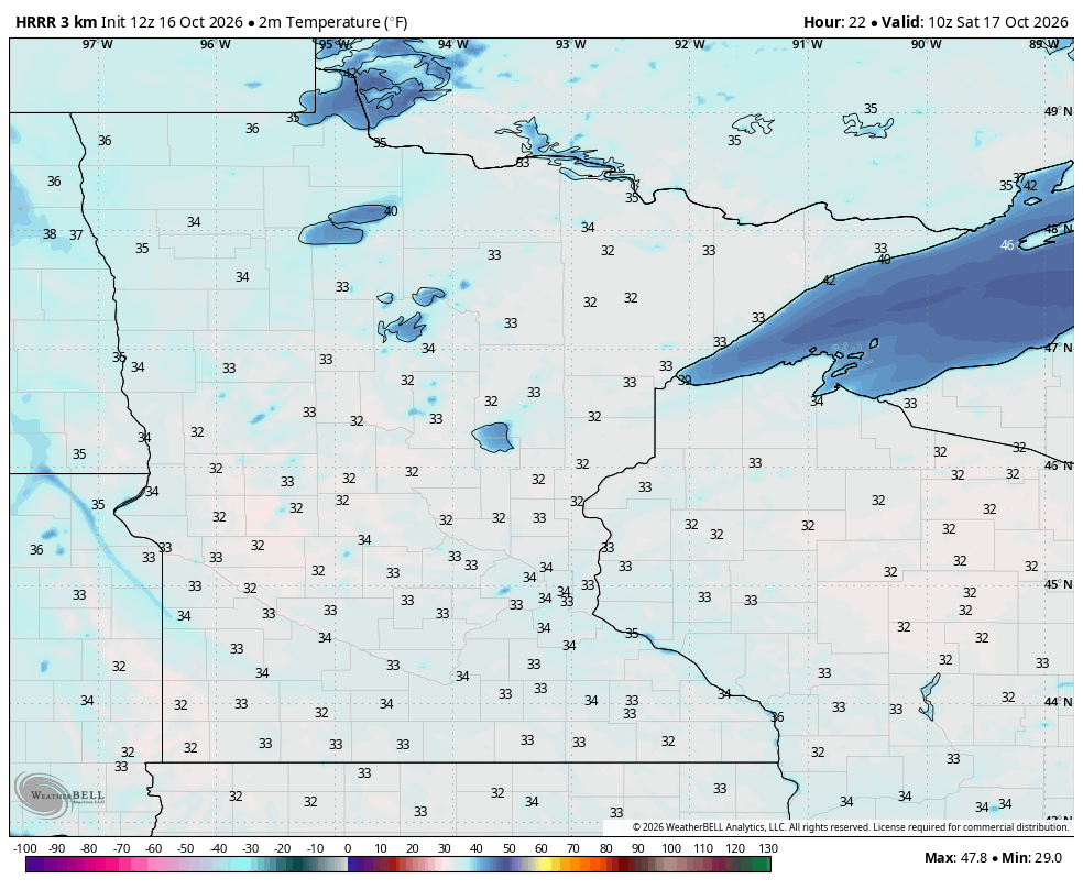 Pale blue map of Minnesota