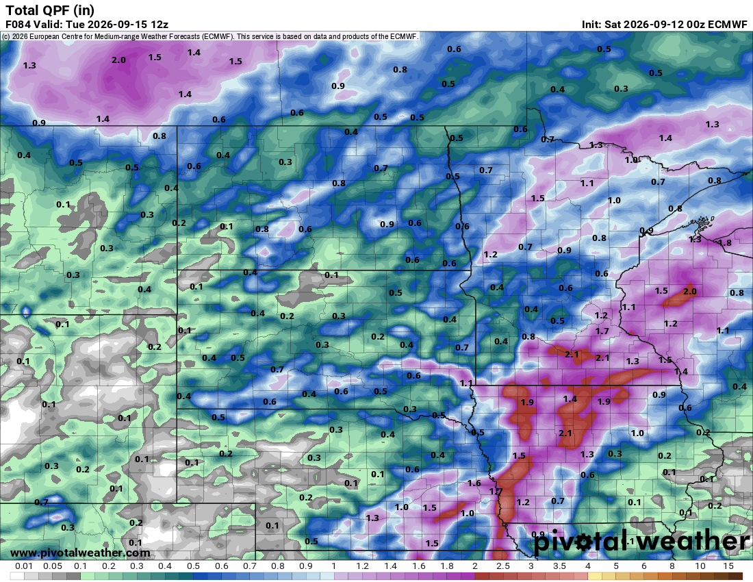 Quantitative precipitation forecast through Tuesday morning