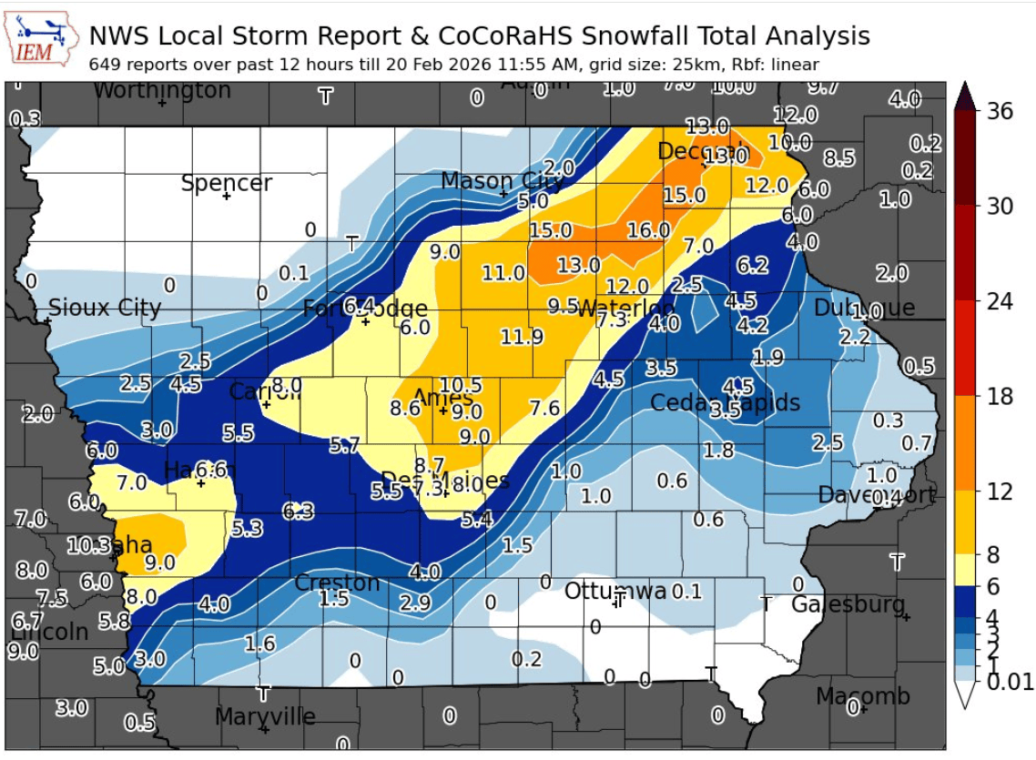 Heavy snow in Iowa clips southeastern Minnesota; colder weekend ahead