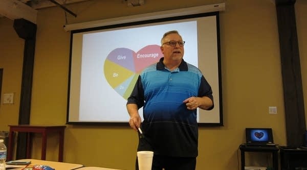Scott Roby teaches a class about healthy relationships.