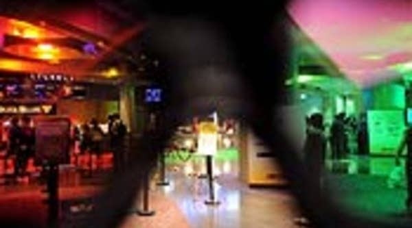 People pictured through 3D glasses