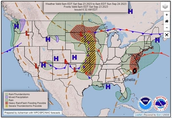 Saturday's weather map