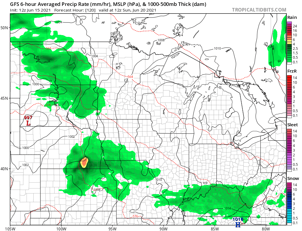 NOAA GFS model Sunday into Monday